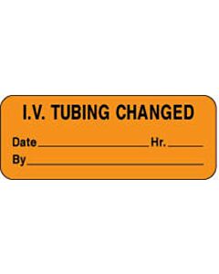 IV Label Paper Permanent IV Tubing Changed  2 1/4"x7/8" Fl. Orange 1000 per Roll
