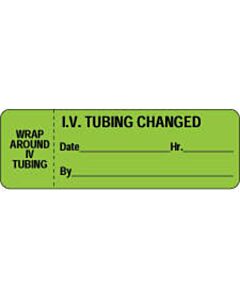 IV Label Wraparound Paper Permanent Wrap| IV Tubing 1" 1/2" Core 3"x1 Fl. Green 1000 per Roll