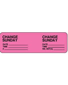 IV Label Wraparound Paper Permanent Change Change Sunday  2 7/8"x7/8" Fl. Pink 1000 per Roll