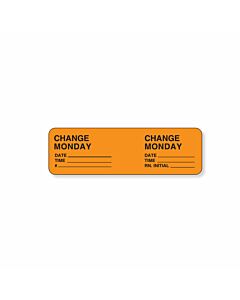 IV Label Wraparound Paper Permanent Change Monday  2 7/8"x7/8" Fl. Orange 1000 per Roll