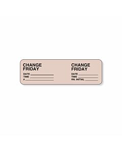 IV Label Wraparound Paper Permanent Change Change Friday  2 7/8"x7/8" Tan 1000 per Roll