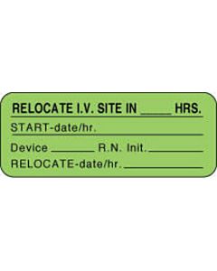 IV Label Paper Permanent Relocate IV Site  2 1/4"x7/8" Fl. Green 1000 per Roll