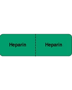 IV Label Wraparound Paper Permanent Heparin | Heparin  2 7/8"x7/8" Green 1000 per Roll
