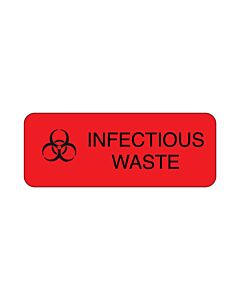 Hazard Label (Paper, Permanent) Biohazard Infectious  2 1/4"x7/8" Fluorescent Red - 1000 Labels per Roll