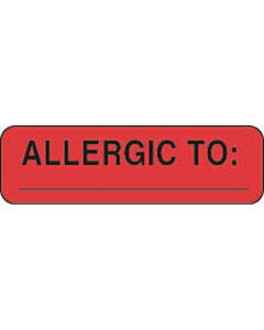 Label Paper Permanent Allergic To: ___  1 1/4"x3/8" Fl. Red 1000 per Roll