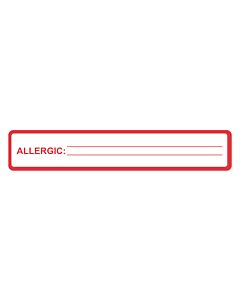 Label Paper Permanent Allergic  5-1/2"x1" White with Red 500 per Roll