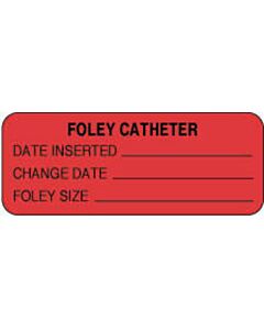 Label Paper Permanent Foley Catheter Date  2 1/4"x7/8" Fl. Red 1000 per Roll