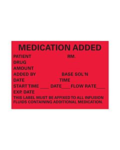Label Paper Permanent Medication Added 1 3/4" x 2 1/2", Fl. Red, 1000 per Roll