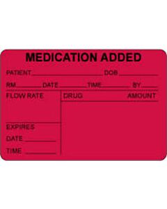 Label Paper Permanent Medication Added 3" x 2", Fl. Red, 500 per Roll