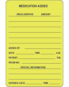 Label Paper Permanent Medication Added 2" x 3", Fl. Yellow, 500 per Roll