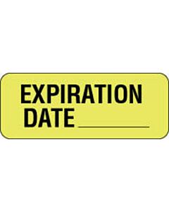 Label Paper Removable Expiration Date 2 1/4" x 7/8", Fl. Yellow, 1000 per Roll