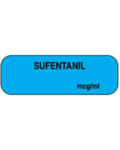 Anesthesia Label (Paper, Permanent) Sufentanil mcg/ml 1 1/2" x 1/2" Light Blue - 1000 per Roll