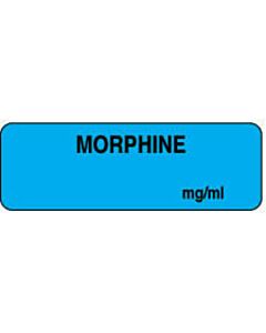 Anesthesia Label (Paper, Permanent) Morphine mg/ml 1 1/2" x 1/2" Light Blue - 1000 per Roll