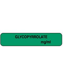 Anesthesia Label (Paper, Permanent) Glycopyrrolate 1 1/2" x 1/3" Dark Green - 1000 per Roll