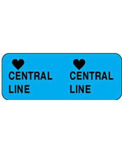 IV Label Wraparound Paper Permanent Central Central Line  2 1/4"x7/8" Blue 1000 per Roll