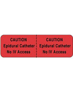 IV Label Wraparound Paper Permanent Caution Epidural Cath  2 7/8"x7/8" Fl. Red 1000 per Roll