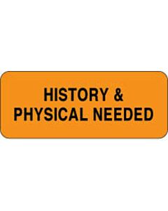Label Paper Permanent History & Physical, 2 1/4" x 7/8", Fl. Orange, 1000 per Roll