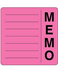 Label Paper Removable Memo 2 1/2" x 2 1/2", Fl. Pink, 500 per Roll