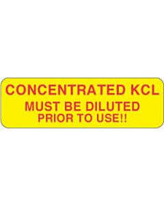 Communication Label (Paper, Permanent) Concentrated KCL 2 7/8" x 7/8" Yellow - 1000 per Roll