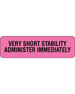 Communication Label (Paper, Permanent) Very Short Stability 2 7/8" x 7/8" Fluorescent Pink - 1000 per Roll