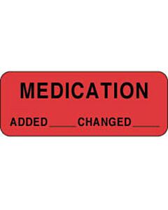 Label Paper Permanent Medication Added 2 1/4" x 7/8", Fl. Red, 1000 per Roll