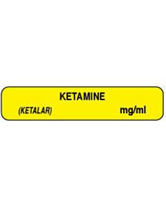Anesthesia Label (Paper, Permanent) Ketamine (Ketalar) 1 1/2" x 1/3" Yellow - 1000 per Roll