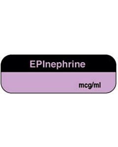 Anesthesia Label Tall-Man Lettering (Paper, Permanent) Epinephrine mcg/ml 1 1/2" x 1/2" Violet and Black - 1000 per Roll