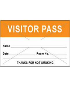 Visitor Pass Label Tamper-Evident Paper Permanent "Visitor Pass Name" 3" Core 3" x 2" Orange, 1000 per Roll