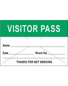 Visitor Pass Label Tamper-Evident Paper Permanent "Visitor Pass Name" 3" Core 3" x 2" Light Green, 1000 per Roll