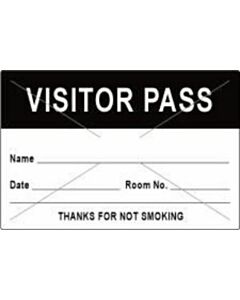 Visitor Pass Label Tamper-Evident Paper Permanent "Visitor Pass Name" 3" Core 3" x 2" Black, 1000 per Roll