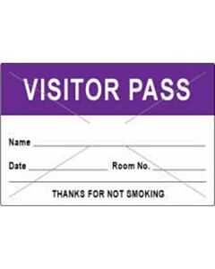 Visitor Pass Label Tamper-Evident Paper Permanent "Visitor Pass Name" 3" Core 3" x 2" Purple, 1000 per Roll
