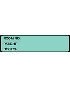 Binder/Chart Label Paper Removable Room No. Patient 5 3/8" x 1 3/8" Mint Green 500 per Roll