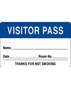Visitor Pass Label Paper Removable "Visitor Pass Name" 1-1/2" Core 2-3/4" x 1-3/4" Dark Blue, 1000 per Roll