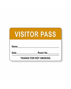 Visitor Pass Label Paper Removable "Visitor Pass Name" 1-1/2" Core 2-3/4" x 1-3/4" Orange, 1000 per Roll