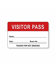 Visitor Pass Label Paper Removable "Visitor Pass Name" 1-1/2" Core 2-3/4" x 1-3/4" Red, 1000 per Roll