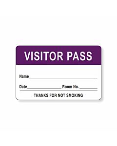 Visitor Pass Label Paper Removable "Visitor Pass Name" 1-1/2" Core 2-3/4" x 1-3/4" Purple, 1000 per Roll