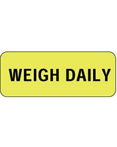 Label Paper Permanent Weigh Daily 2 1/4" x 7/8", Fl. Yellow, 1000 per Roll