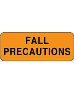 Label Paper Removable Fall Precautions 2 1/4" x 7/8", Fl. Orange, 1000 per Roll