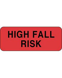 Label Paper Permanent High Fall Risk 2 1/4" x 7/8", Fl. Red, 1000 per Roll