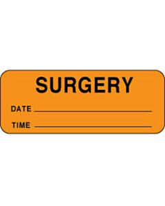 Label Paper Permanent Surgery Date ___ 2 1/4" x 7/8", Fl. Orange, 1000 per Roll