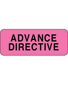 Label Paper Permanent Advance Directive  2 1/4"x7/8" Fl. Pink 1000 per Roll