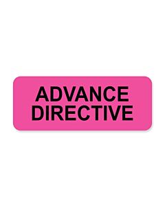 Label Paper Permanent Advance Directive   2 1/4" X 7/8" Fl. Pink 1000 Per Roll