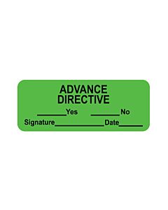 Label Paper Permanent Advance Directive   2 1/4" X 7/8" Fl. Green 1000 Per Roll