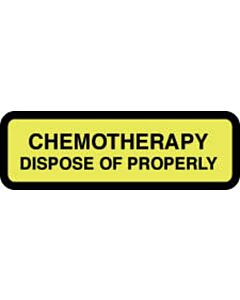 Communication Label (Paper, Permanent) Chemotherapy Dispose 2 7/8" x 7/8" Fluorescent Yellow - 1000 per Roll