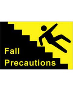 Label Paper Removable Fall Precautions 8" x 5 1/4", Yellow, 50 per Package