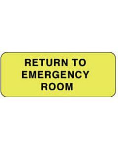 Label Paper Permanent Return To Emergency 2 1/4" x 7/8", Fl. Yellow, 1000 per Roll