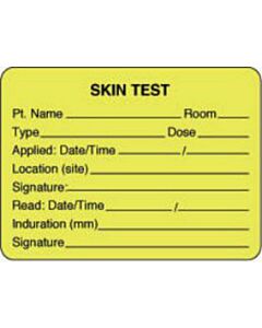 Label Paper Permanent Skin Test Pt. 2 3/8" x 1", 3/4", Fl. Yellow, 1000 per Roll