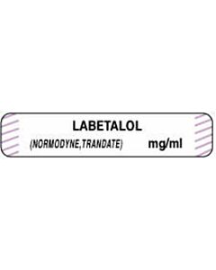 Anesthesia Label with Date, Time & Initial (Paper, Permanent) Labetalol (normodyne, 1 1/2" x 1/3" White with Violet - 1000 per Roll
