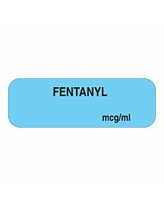 Anesthesia Label (Paper, Permanent) Fentanyl mcg/ml 1 1/2" x 1/2" Light Blue - 1000 per Roll