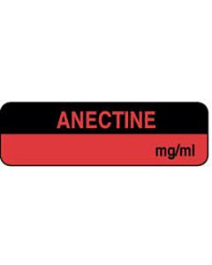 Anesthesia Label (Paper, Permanent) Anectine mg/ml 1 1/4" x 3/8" Fluorescent Red and Black - 1000 per Roll